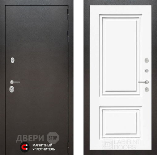 Входная металлическая Дверь Лабиринт (LABIRINT) Silver 26 Белый (RAL-9003) в Кашире
