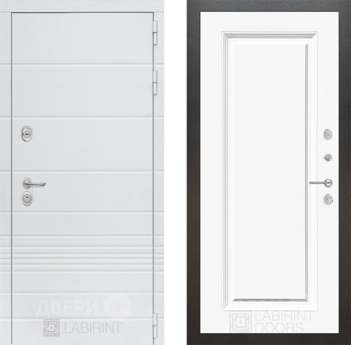 Входная металлическая Дверь Лабиринт (LABIRINT) Трендо 27 Белый (RAL-9003) в Кашире