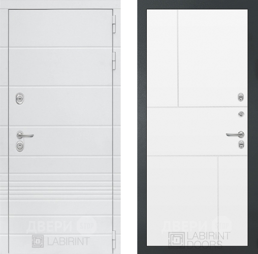 Входная металлическая Дверь Лабиринт (LABIRINT) Трендо 21 Белый софт в Кашире
