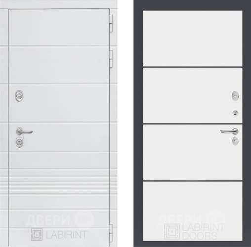 Входная металлическая Дверь Лабиринт (LABIRINT) Трендо 25 Белый софт в Кашире