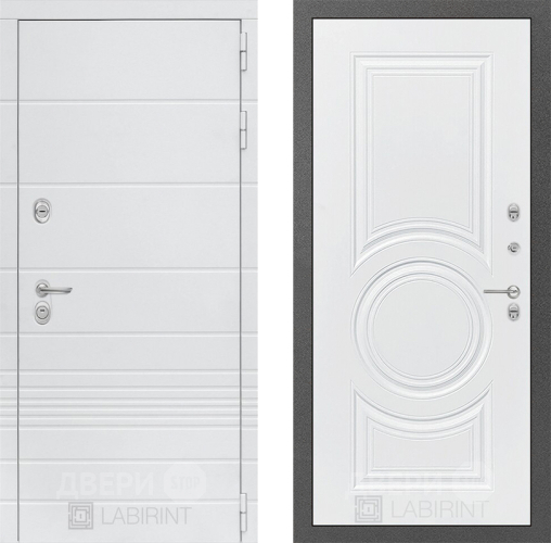 Входная металлическая Дверь Лабиринт (LABIRINT) Трендо 23 Белый софт в Кашире