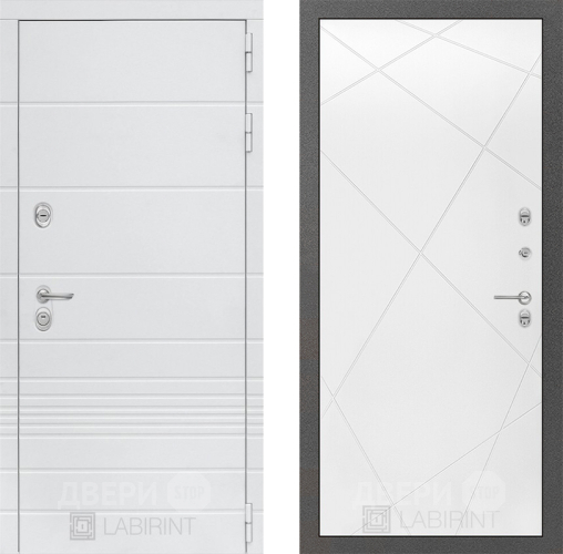 Входная металлическая Дверь Лабиринт (LABIRINT) Трендо 24 Белый софт в Кашире