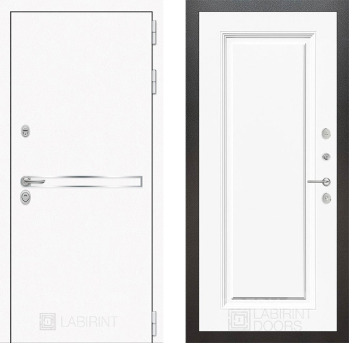 Входная металлическая Дверь Лабиринт (LABIRINT) Лайн White 27 Белый (RAL-9003) в Кашире