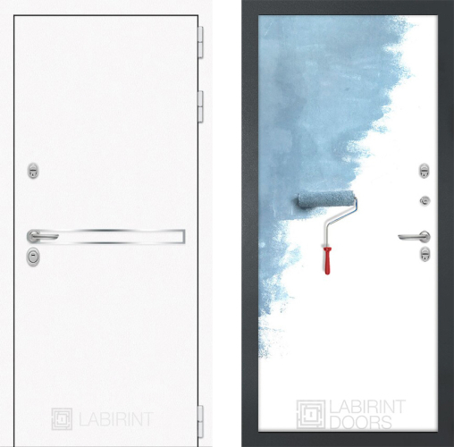 Входная металлическая Дверь Лабиринт (LABIRINT) Лайн White 28 Под покраску в Кашире