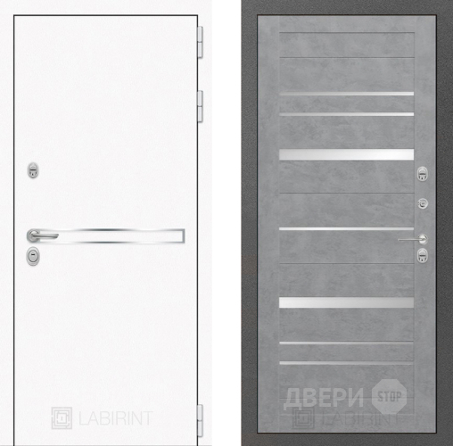 Входная металлическая Дверь Лабиринт (LABIRINT) Лайн White 20 Бетон светлый в Кашире