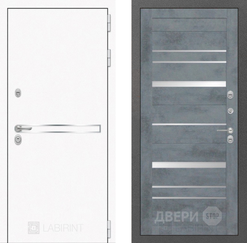 Входная металлическая Дверь Лабиринт (LABIRINT) Лайн White 20 Бетон темный в Кашире