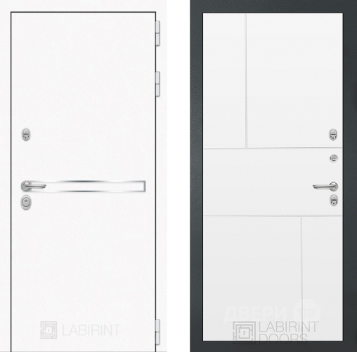 Входная металлическая Дверь Лабиринт (LABIRINT) Лайн White 21 Белый софт в Кашире