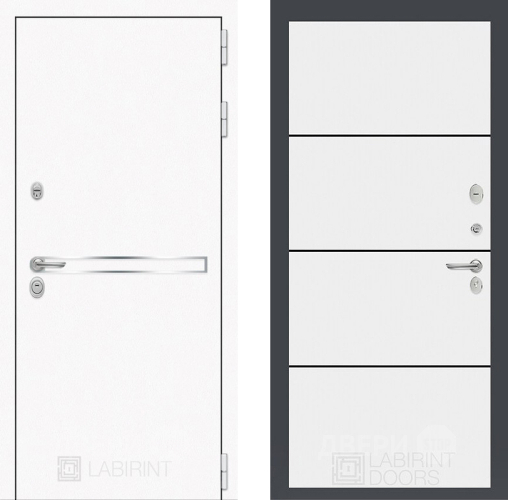 Входная металлическая Дверь Лабиринт (LABIRINT) Лайн White 25 Белый софт в Кашире