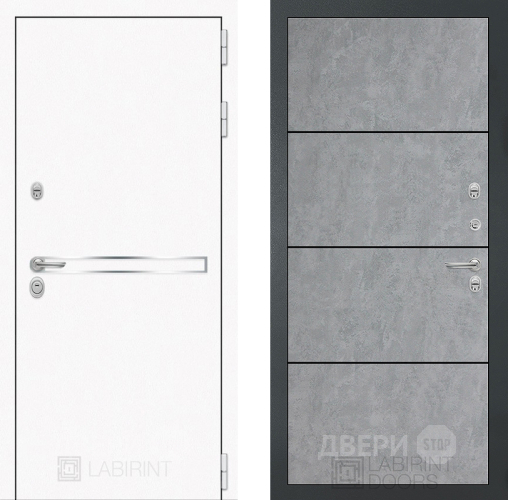 Входная металлическая Дверь Лабиринт (LABIRINT) Лайн White 25 Бетон светлый в Кашире