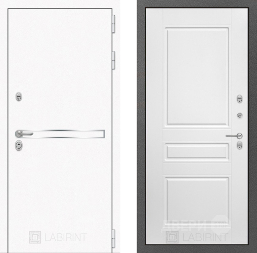 Входная металлическая Дверь Лабиринт (LABIRINT) Лайн White 03 Белый софт в Кашире