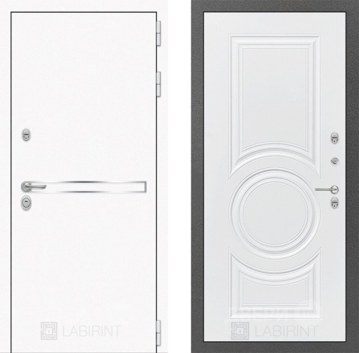 Входная металлическая Дверь Лабиринт (LABIRINT) Лайн White 23 Белый софт в Кашире