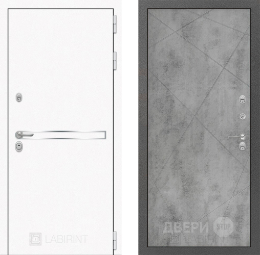 Входная металлическая Дверь Лабиринт (LABIRINT) Лайн White 24 Бетон светлый в Кашире