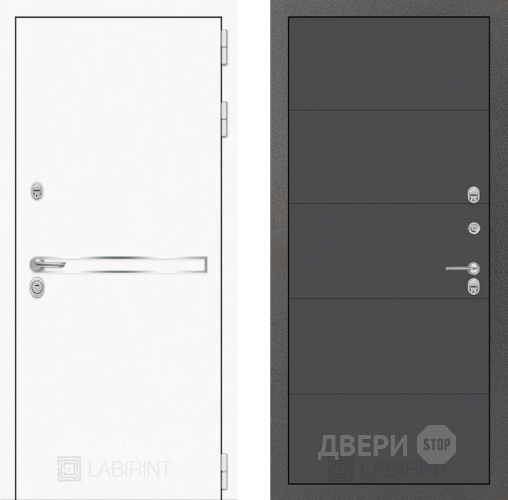 Дверь Лабиринт (LABIRINT) Лайн White 13 Графит софт в Кашире