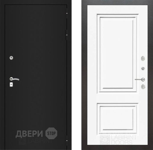 Дверь Лабиринт (LABIRINT) Classic шагрень черная 26 Белый (RAL-9003) в Кашире