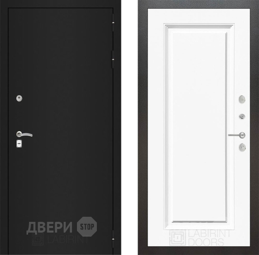 Входная металлическая Дверь Лабиринт (LABIRINT) Classic шагрень черная 27 Белый (RAL-9003) в Кашире