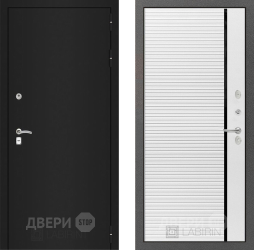 Входная металлическая Дверь Лабиринт (LABIRINT) Classic шагрень черная 22 Белый софт в Кашире
