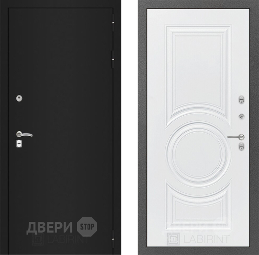 Входная металлическая Дверь Лабиринт (LABIRINT) Classic шагрень черная 23 Белый софт в Кашире