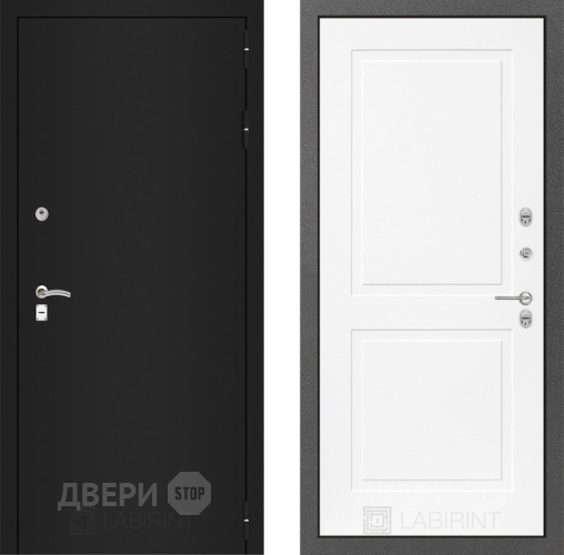 Дверь Лабиринт (LABIRINT) Classic шагрень черная 11 Белый софт в Кашире