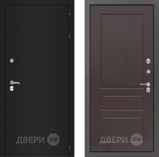 Входная металлическая Дверь Лабиринт (LABIRINT) Classic шагрень черная 03 Орех премиум в Кашире