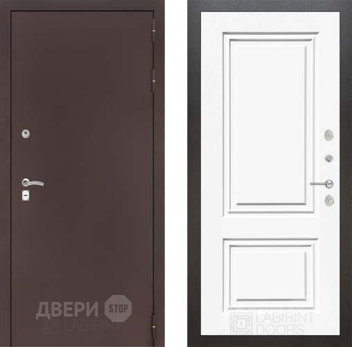 Дверь Лабиринт (LABIRINT) Classic антик медь 26 Белый (RAL-9003) в Кашире