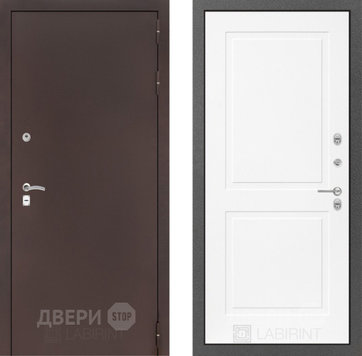 Дверь Лабиринт (LABIRINT) Classic антик медь 11 Белый софт в Кашире