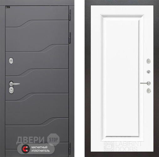 Входная металлическая Дверь Лабиринт (LABIRINT) Ривер 27 Белый (RAL-9003) в Кашире