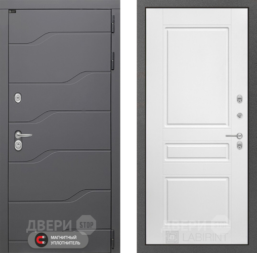 Входная металлическая Дверь Лабиринт (LABIRINT) Ривер 03 Белый софт в Кашире