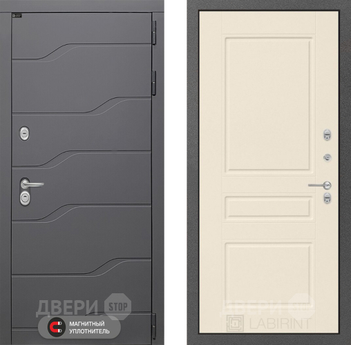 Входная металлическая Дверь Лабиринт (LABIRINT) Ривер 03 Крем софт в Кашире