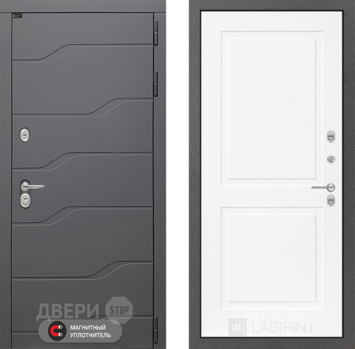 Входная металлическая Дверь Лабиринт (LABIRINT) Ривер 11 Белый софт в Кашире