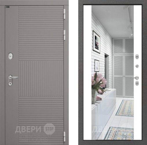 Входная металлическая Дверь Лабиринт (LABIRINT) Формо Зеркало Максимум Белый софт в Кашире