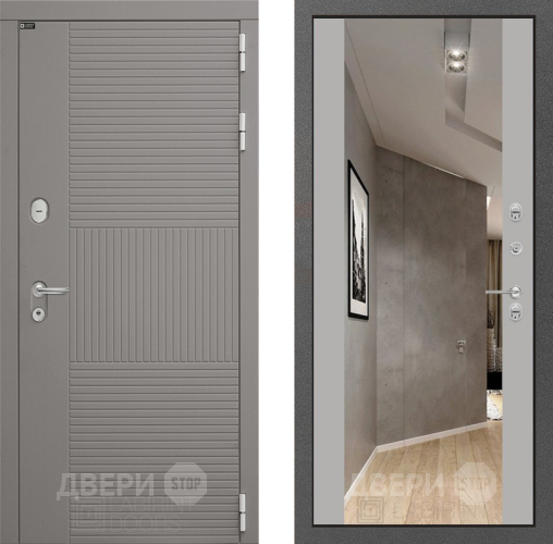 Входная металлическая Дверь Лабиринт (LABIRINT) Формо Зеркало Максимум Грей софт в Кашире