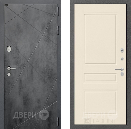 Входная металлическая Дверь Лабиринт (LABIRINT) Лофт 03 Крем софт в Кашире
