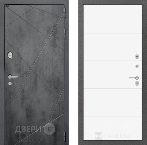 Входная металлическая Дверь Лабиринт (LABIRINT) Лофт 13 Белый софт в Кашире