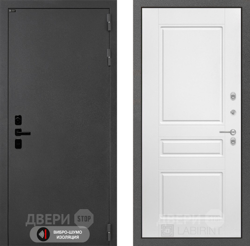 Входная металлическая Дверь Лабиринт (LABIRINT) Acustic 03 Белый софт в Кашире