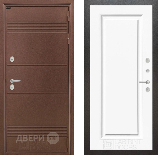 Входная металлическая Дверь Лабиринт (LABIRINT) Термо Лайт 27 Белый (RAL-9003) в Кашире