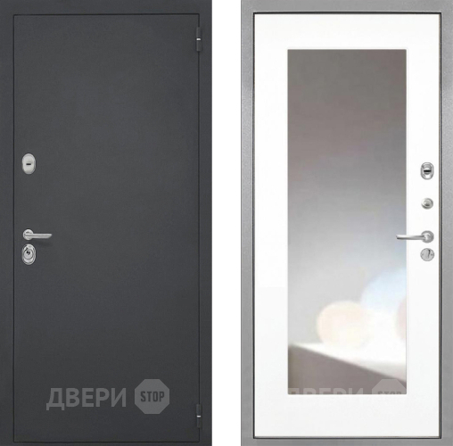 Входная металлическая Дверь Интекрон (INTECRON) Гектор ФЛЗ-120-М Зеркало Белый матовый в Кашире