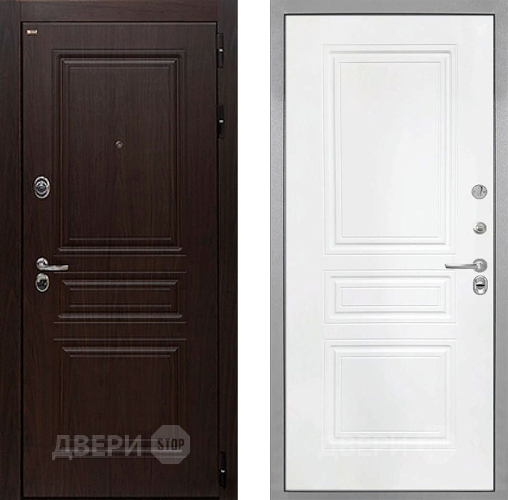 Входная металлическая Дверь Интекрон (INTECRON) Брайтон Тиковое Дерево ФЛ-243 Белый матовый в Кашире