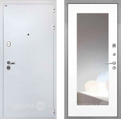 Входная металлическая Дверь Интекрон (INTECRON) Колизей White ФЛЗ-120-М Зеркало Белый матовый в Кашире