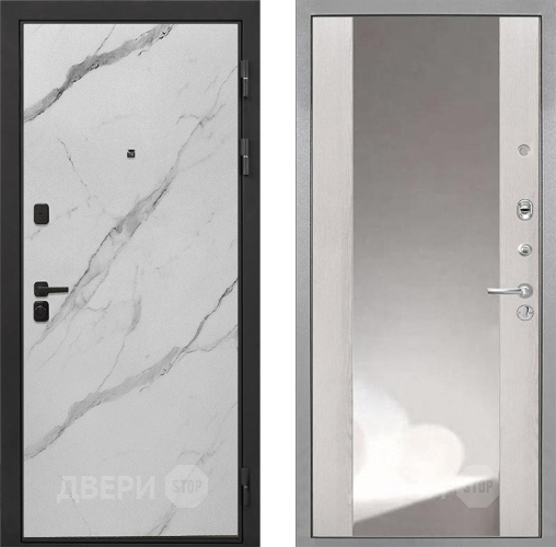 Входная металлическая Дверь Интекрон (INTECRON) Профит Black Мрамор Арктик ФЛЗ-516 Зеркало Сосна белая в Кашире