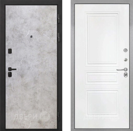 Входная металлическая Дверь Интекрон (INTECRON) Профит Black Мрамор Светлый ФЛ-243 Белый матовый в Кашире