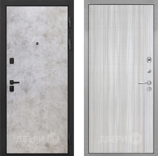 Входная металлическая Дверь Интекрон (INTECRON) Профит Black Мрамор Светлый В-07 с молдингом Сандал белый в Кашире