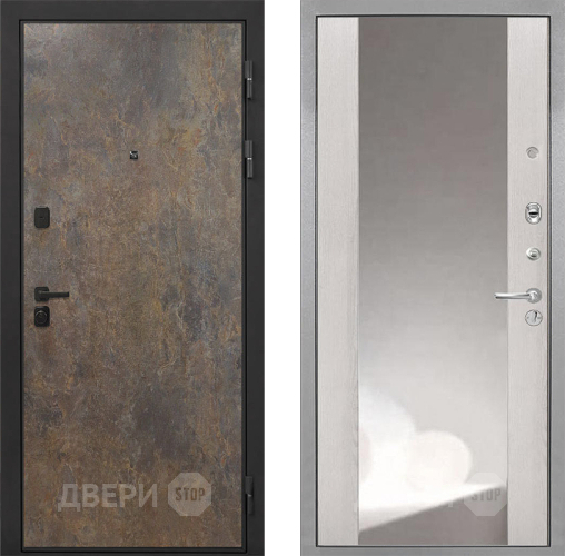 Входная металлическая Дверь Интекрон (INTECRON) Профит Black Гранж ФЛЗ-516 Зеркало Сосна белая в Кашире