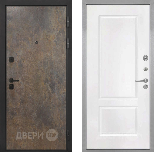 Входная металлическая Дверь Интекрон (INTECRON) Профит Black Гранж КВ-2 Белый матовый в Кашире