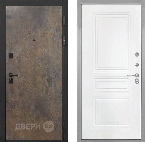 Входная металлическая Дверь Интекрон (INTECRON) Профит Black Гранж ФЛ-243 Белый матовый в Кашире