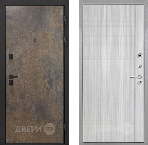 Входная металлическая Дверь Интекрон (INTECRON) Профит Black Гранж В-07 с молдингом Сандал белый в Кашире