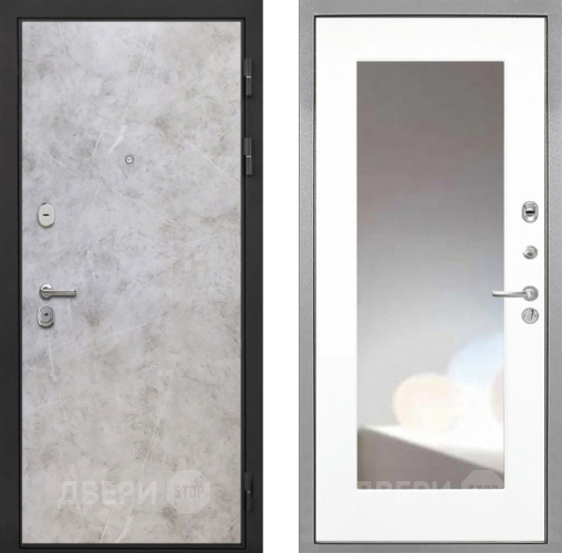 Входная металлическая Дверь Интекрон (INTECRON) Гектор Мрамор Светлый ФЛЗ-120-М Зеркало Белый матовый в Кашире