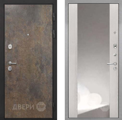 Входная металлическая Дверь Интекрон (INTECRON) Гектор Гранж ФЛЗ-516 Зеркало Сосна белая в Кашире
