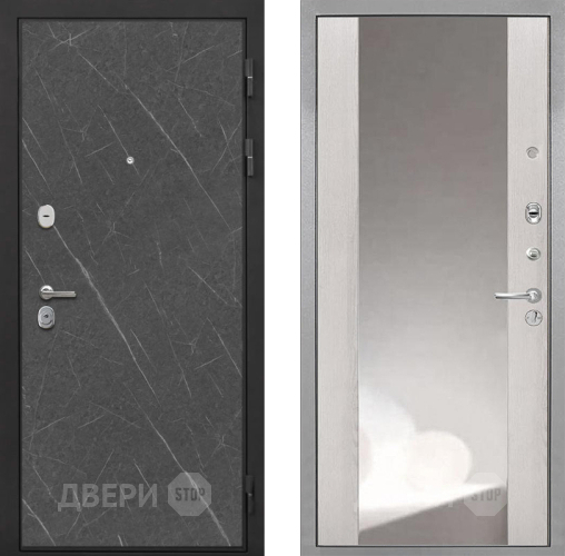 Входная металлическая Дверь Интекрон (INTECRON) Гектор Гранит Лава Оникс ФЛЗ-516 Зеркало Сосна белая в Кашире