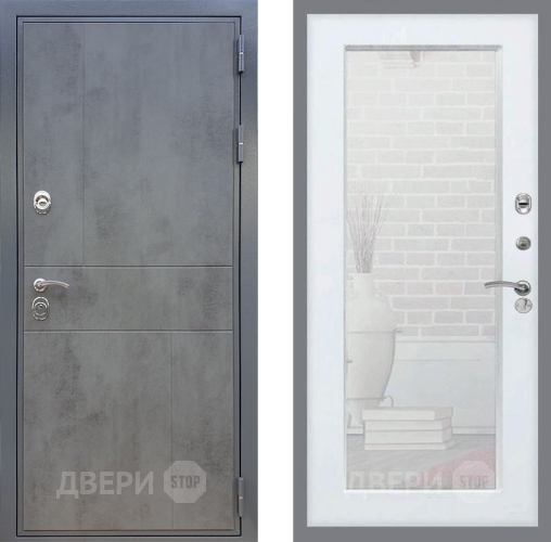 Входная металлическая Дверь Рекс (REX) ФЛ-290 Зеркало Пастораль Силк Сноу в Кашире