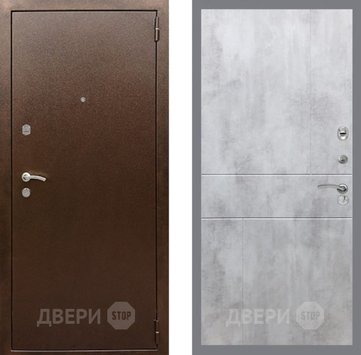 Входная металлическая Дверь Рекс (REX) 1А Медный Антик FL-290 Бетон светлый в Кашире